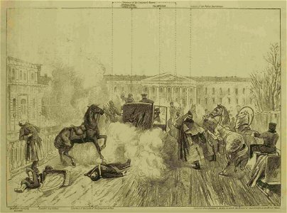 Assassination of Alexander II, sketch showing exactly how the emperor was attacked - ILN 1881