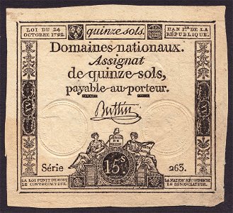Assignat de 15 sols série 263