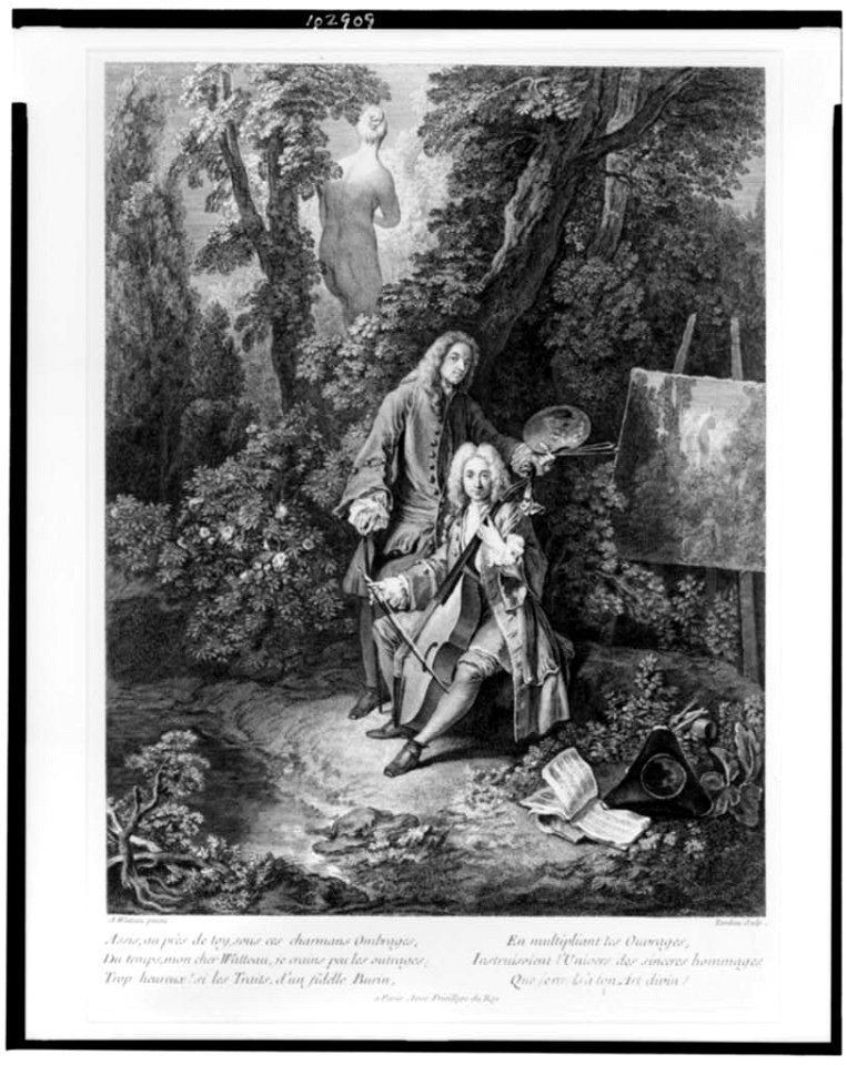 Assis, au près du toy ... à ton Art divin! - A. Watteau pinxit. ; Tardieu sculp. ; a Paris avec privillege du roy. LCCN92500578