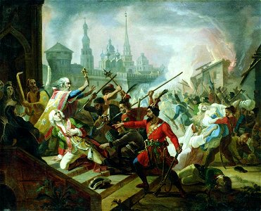 Assault of Kazan by Pugachev by Moller. Free illustration for personal and commercial use.