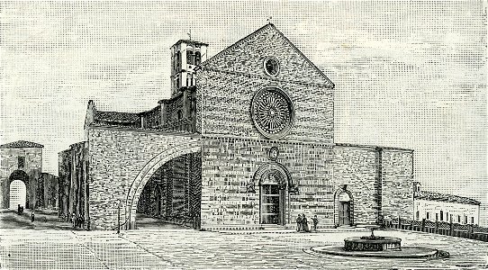 Assisi chiesa di Santa Chiara xilografia