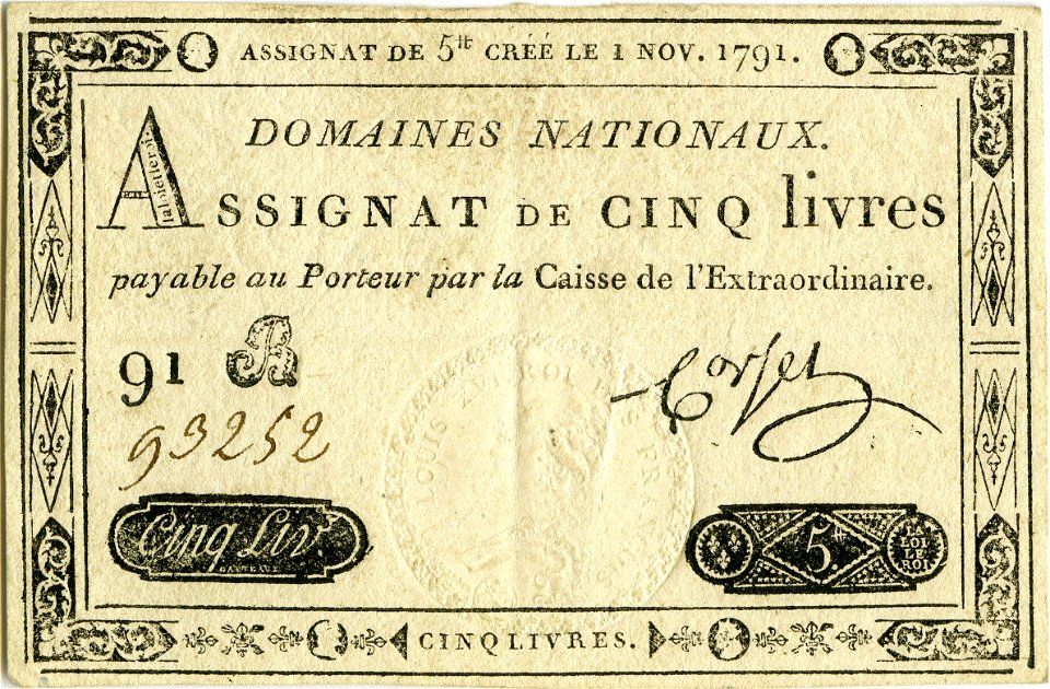 Assignat de 5 livres (DM)
