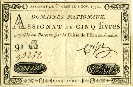 Assignat de 5 livres (DM)