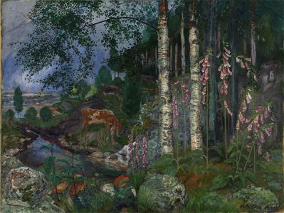 Nikolai Astrup - Foxgloves - NG.M.00961 - National Museum of Art, Architecture and Design. Free illustration for personal and commercial use.