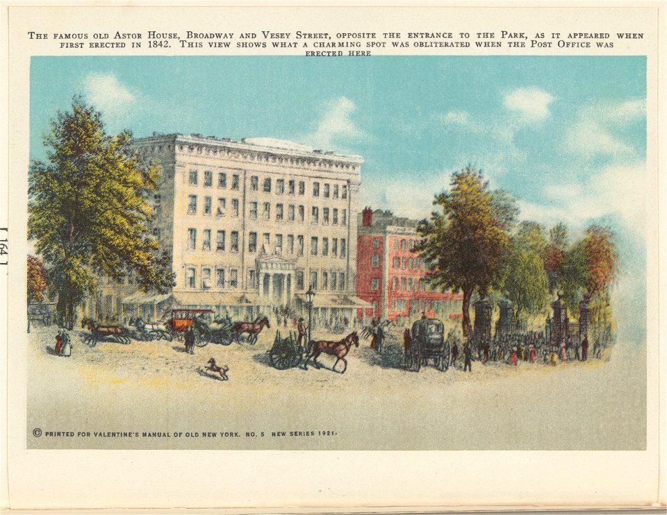Astor House hotel Broadway New York City