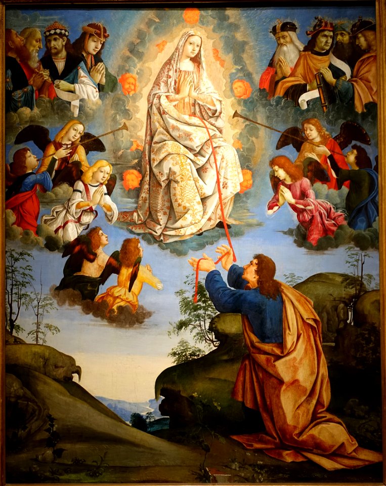 Assumption of the Virgin with St. Thomas (Madonna della Cintola), by the Master of the Lathrop Tondo, 1475-1500, oil and tempera on wood - John and Mable Ringling Museum of Art - Sarasota, FL - DSC00557