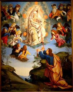 Assumption of the Virgin with St. Thomas (Madonna della Cintola), by the Master of the Lathrop Tondo, 1475-1500, oil and tempera on wood - John and Mable Ringling Museum of Art - Sarasota, FL - DSC00557. Free illustration for personal and commercial use.