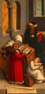 Atelier van Bernhard Strigel - Johannes de evangelist leert schrijven - GG 900 - Kunsthistorisches Museum