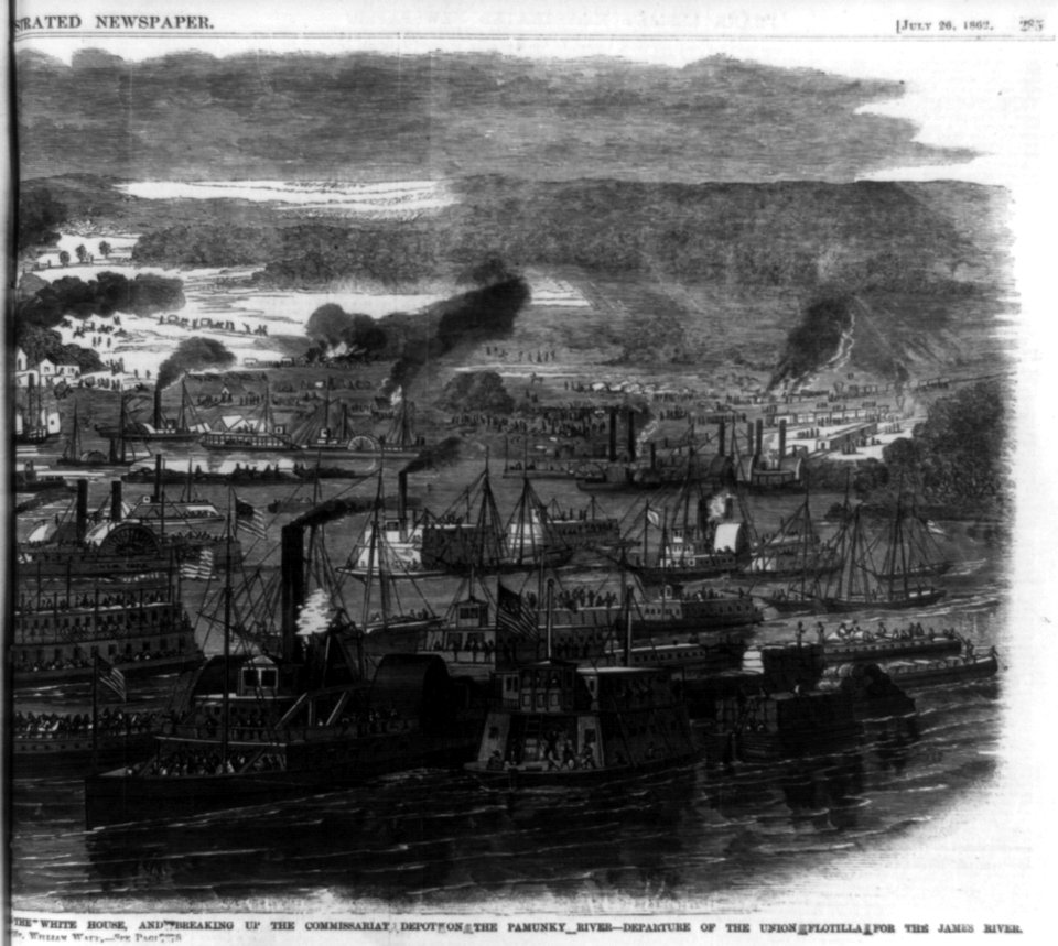 At the White House, and breaking up the comissariat depot on the Pamunky River - departure of the Union flotilla for the James River LCCN96516926