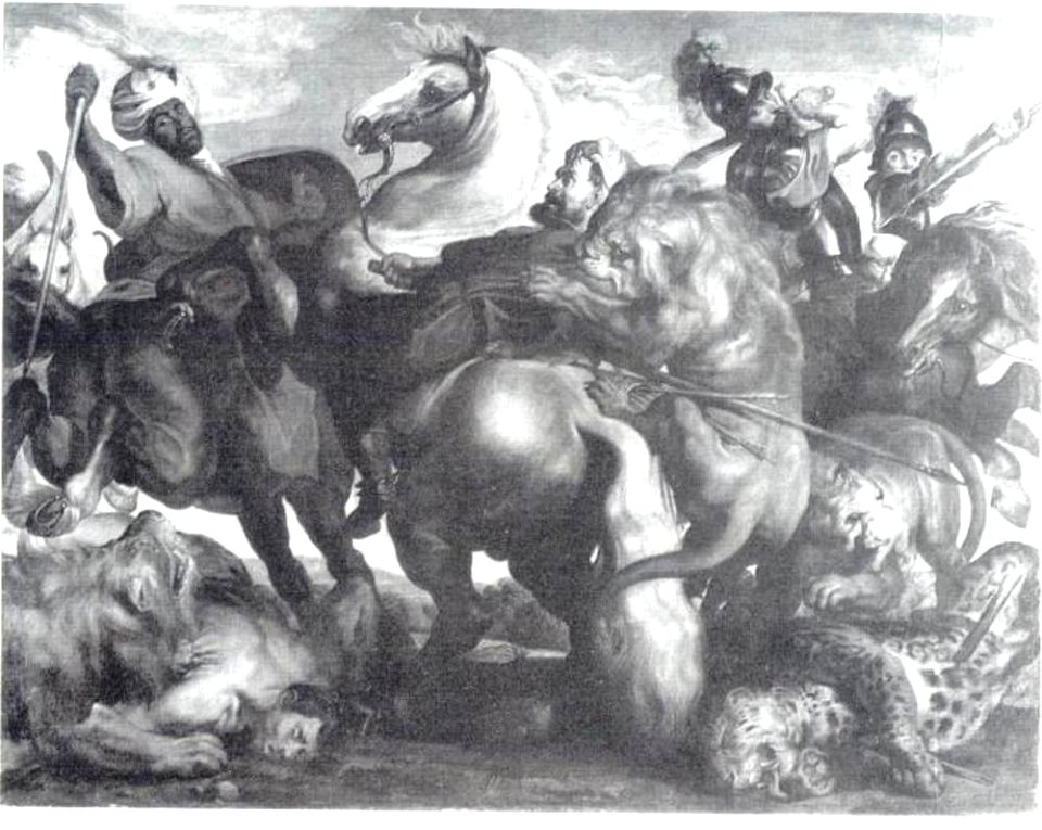 Atelier van Peter Paul Rubens - Jacht op leeuwen en luipaard - Gal.-Nr. 972 - Staatliche Kunstsammlungen Dresden. Free illustration for personal and commercial use.