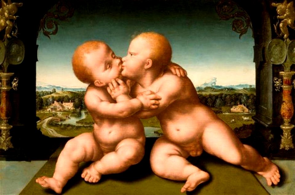 Atelier van Joos van Cleve naar Joos van Cleve - Christus en Johannes de Doper als kinderen - 348 - Mauritshuis