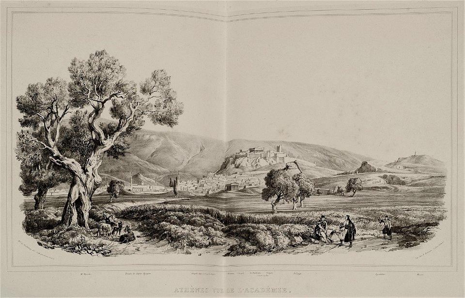 Athènes vue de l'Académie - Stackelberg Otto Magnus Von - 1834