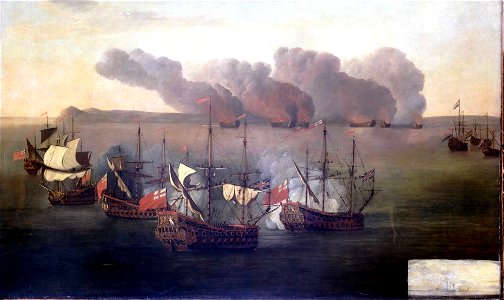 Beach and Van Ghent destroy six Barbary ships near Cape Spartel, Morocco, 17 August 1670 RMG BHC0298