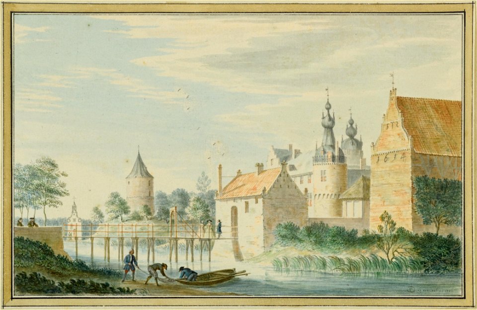 BD Schlossanlage an einem Fluss 1784