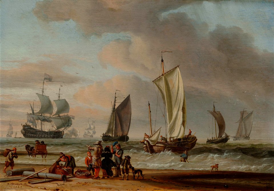 Beach View with Boats by Abraham Storck Mauritshuis 174