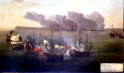 Beach and Van Ghent destroy six Barbary ships near Cape Spartel, Morocco, 17 August 1670 RMG BHC0298