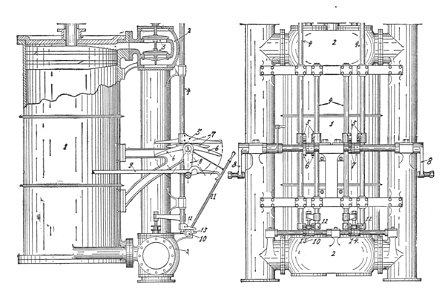 Beam engine cylinder with double-beat valves (New Catechism of the Steam Engine, 1904)