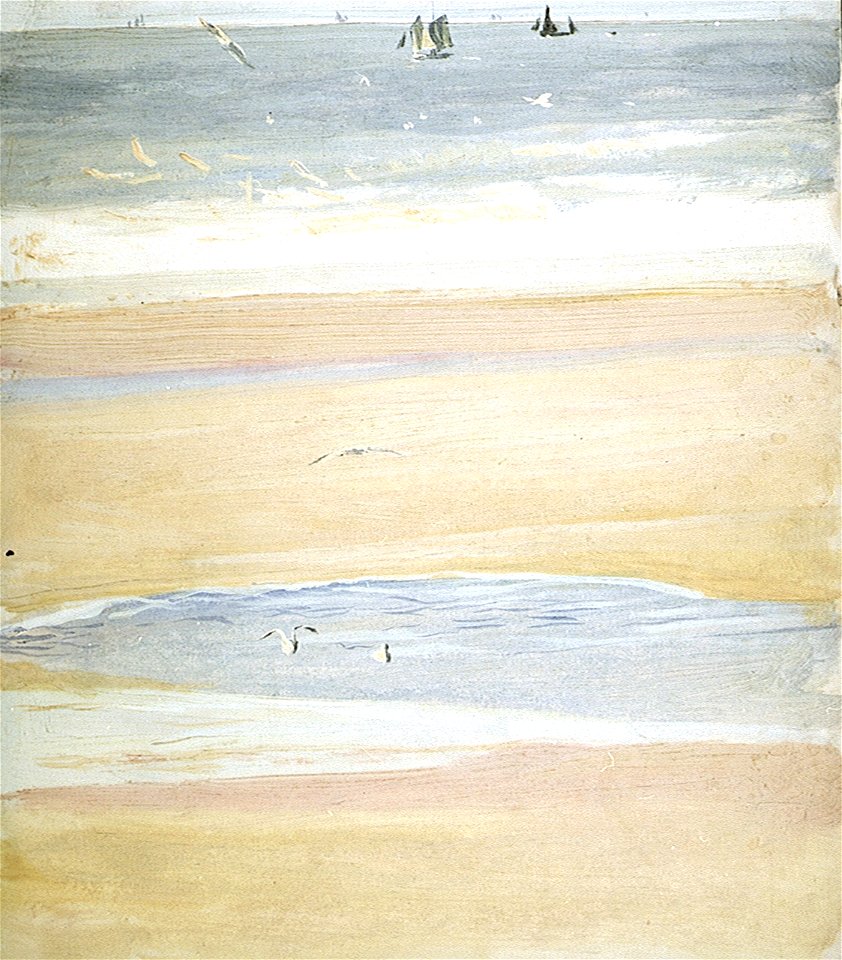 Beach Scene with Seagulls and Fishing Craft RMG PU0414