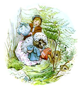 Beatrix Potter, Mrs Tiggy-Winkle, Peter Rabbit. Free illustration for personal and commercial use.