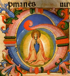 Beato angelico, assunzione c. 73v, messale 558, 1430 circa, san marco, firenze