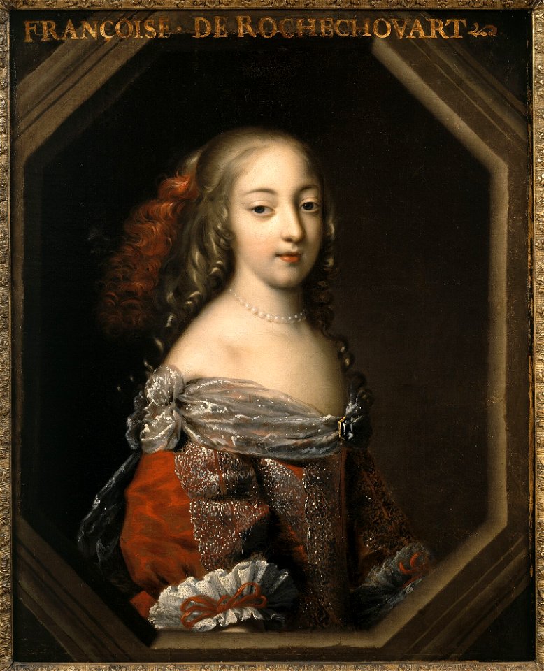Beaubrun workshop - Françoise de Rochechouart, later Madame de Montespan, octogonal portrait