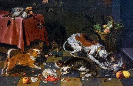 Beaux-Arts de Carcassonne - Bataille de chiens et de chats - Nicasius Bernaerts