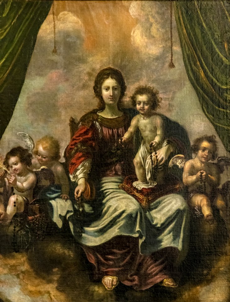 Beaux-Arts de Carcassonne - La Vierge et l'enfant Jésus au Rosaire - Ambroise Fredeau 845.55.62 72x56