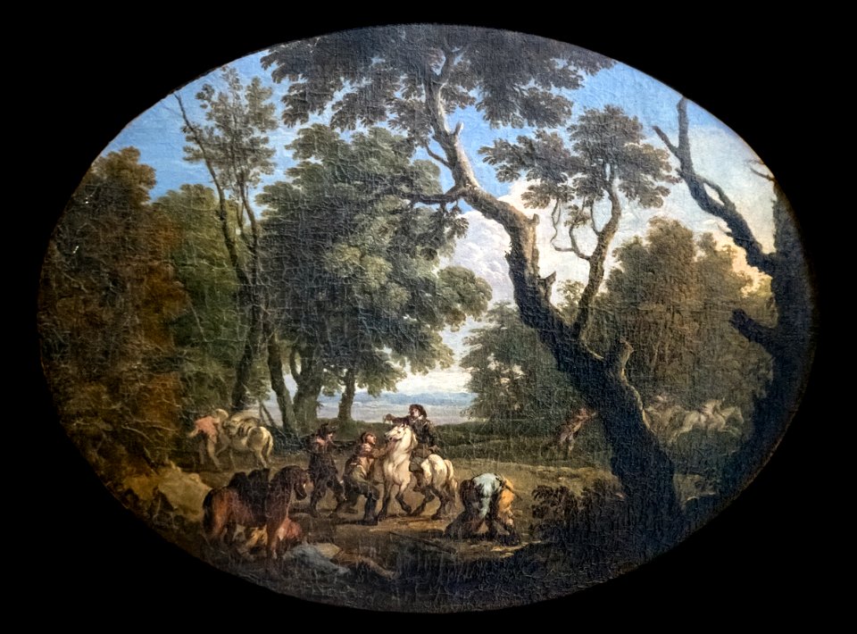 Beaux-Arts de Carcassonne - Voyageurs attaqués par des voleurs à l'entrée d'un bois - Andrea Locatelli 48.5x64 Joconde04400002879