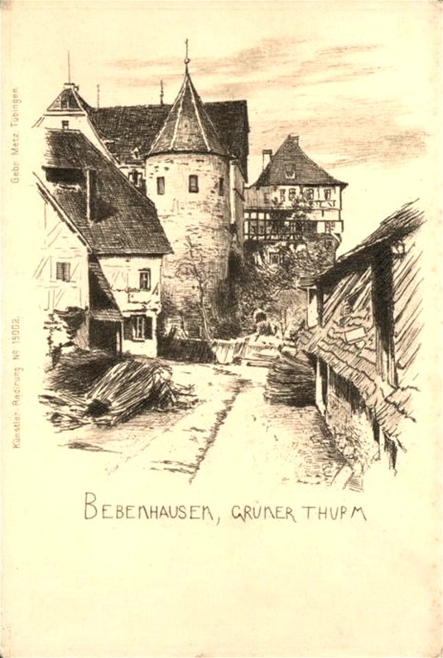 Bebenhausen. Grüner Turm. Radier (AK 15002 Gebr. Metz)