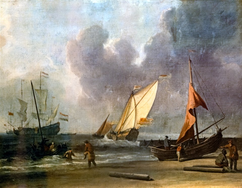 Beaux-Arts de Carcassonne - Marine 1672 - VAN DE VELDE Willem II (peintre), VELDE le Jeune (dit) - Joconde04400000311