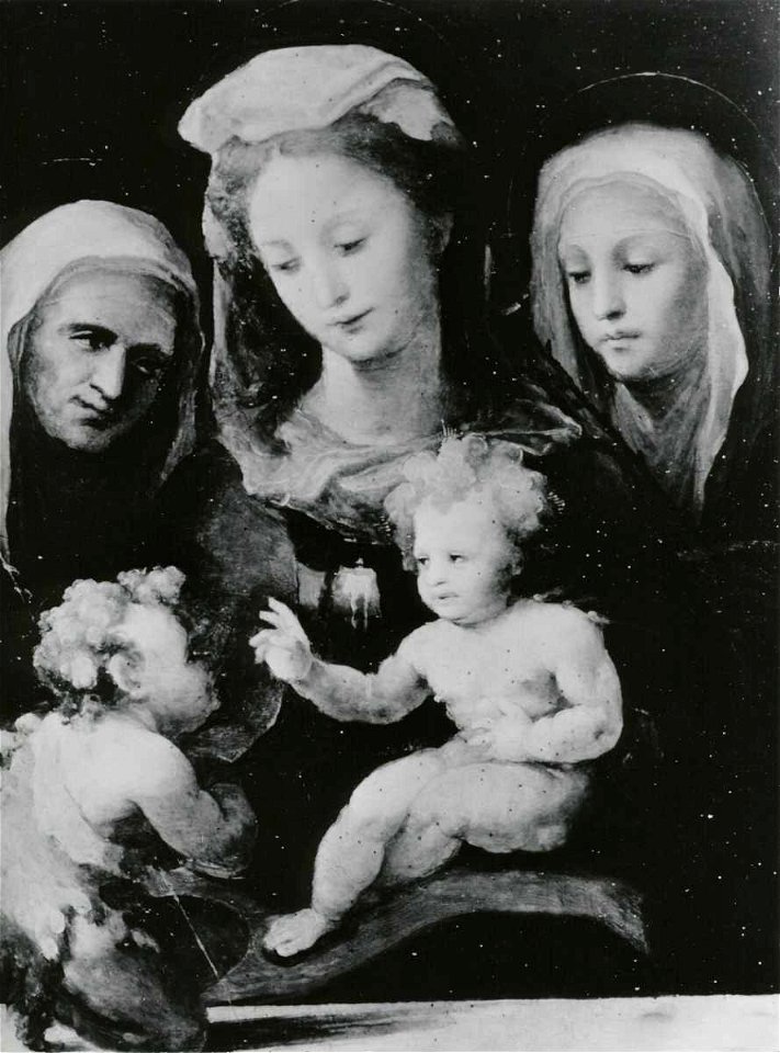 Beccafumi, seguace - Madonna con Bambino con san Giovannino tra sant'Anna e santa, Collezione privata, Firenze
