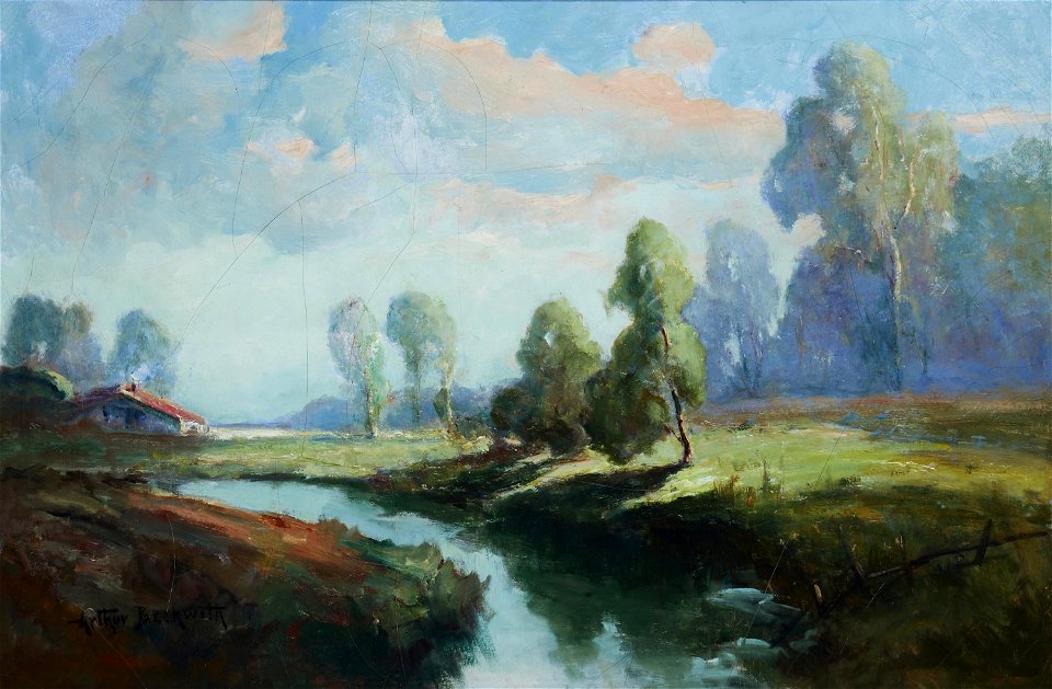 Cottage by a Stream by Arthur Beckwith
