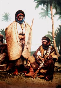BEDUINS IN Syria. COLOR PHOTO TAKEN IN THE LATE 19TH CENTURY BY FRENCH PHOTOGRAPHER, BONFILS
