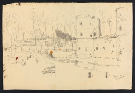 Beersel (château - croquis avec annotations) 1908 drawing by Jean-François Taelemans, R-2009-26336, Prints Department, Royal Library of Belgium
