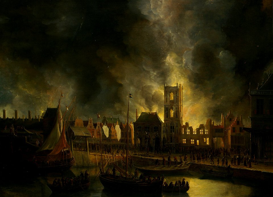 SA 40246-De brand van het oude stadhuis op de Dam (7 juli 1652)