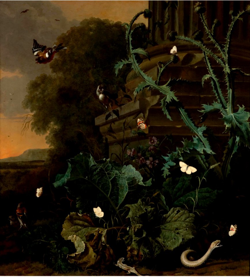 Begeyn, Abraham - Italianiserend landschap met planten en dieren - Museum De Lakenhal
