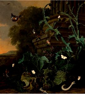 Begeyn, Abraham - Italianiserend landschap met planten en dieren - Museum De Lakenhal. Free illustration for personal and commercial use.