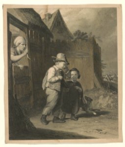 Beggar children chased away by woman with a switch LCCN2003679965