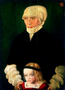 Barthel Beham - Bildnis der Margarete Urmiller mit ihrer Tochter (Philadelphia Museum of Art)