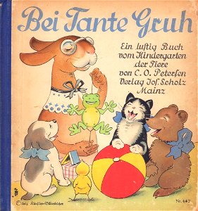 Bei Tante Gruh. Ein lustig Buch vom Kindergarten der Tiere von C. O. Petersen. Free illustration for personal and commercial use.