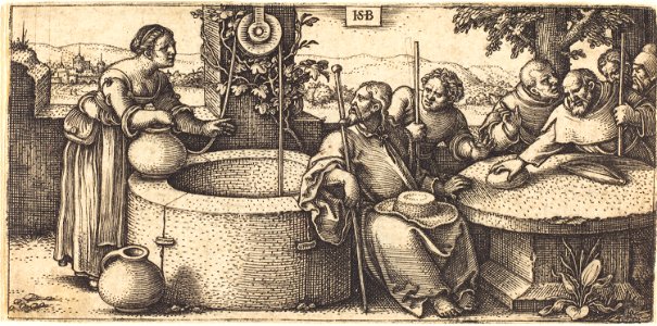 Sebald Beham - Christus und die Samariterin (Washington)