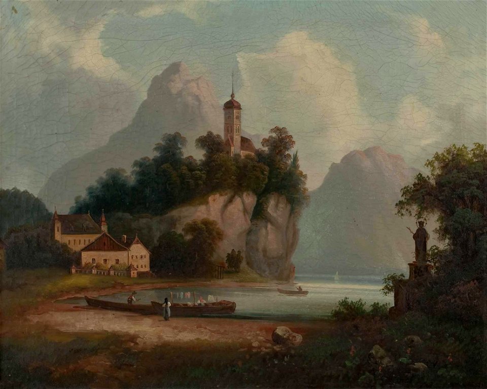 Bei Traunkirchen mit Statue des Hl Nepomuk