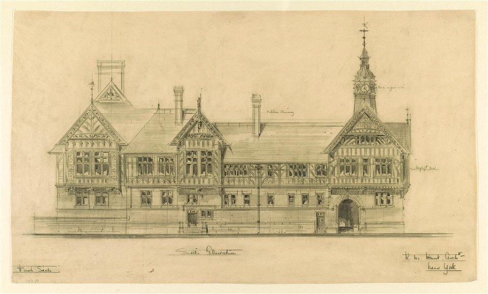 Belcourt, summer estate for Oliver H.P. Belmont, Newport, R.I. Side elevation) - R.M. Hunt archt LCCN2015645540