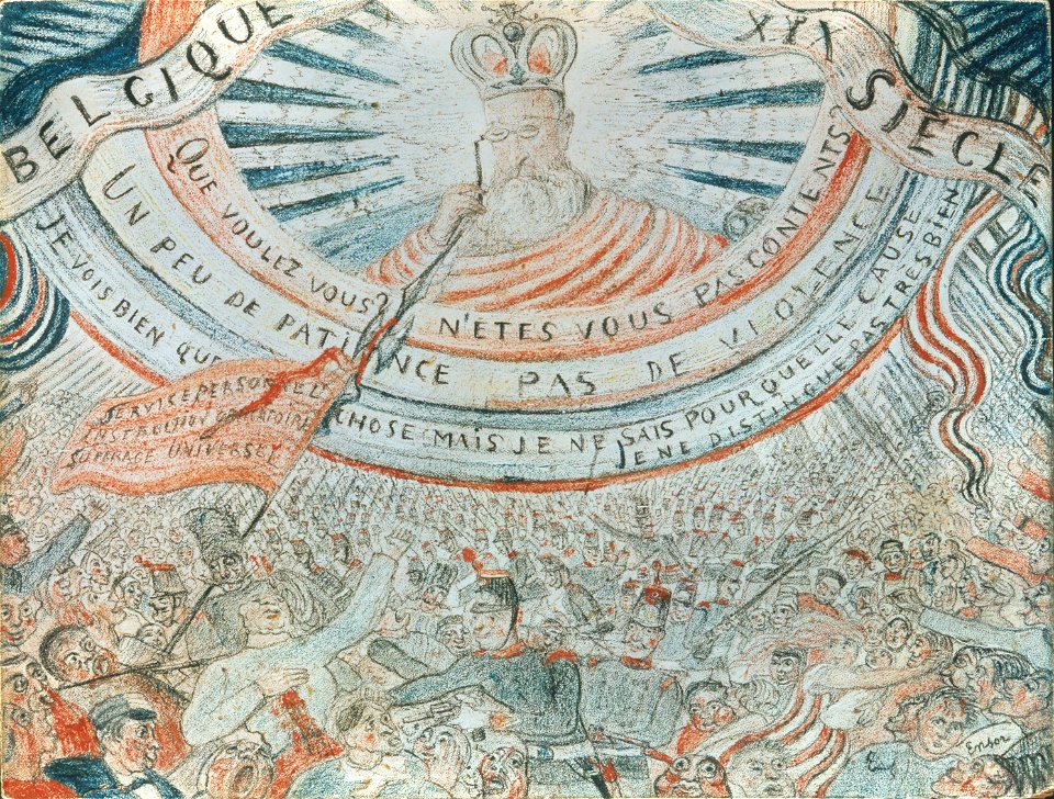 Belgium in the Nineteenth Century, drawing by James Ensor, , Prints Department, Royal Library of Belgium, S. V 27367