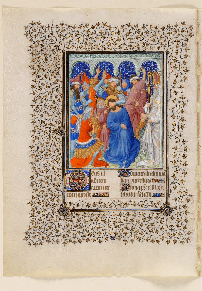 Belles Heures du duc de Berry - MetMuseum 54.1.1 f131v (Mocking of the Christ)
