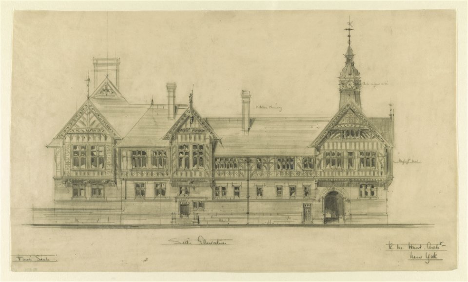 Belcourt, summer estate for Oliver H.P. Belmont, Newport, R.I. Side elevation) - R.M. Hunt archt LCCN2015645540