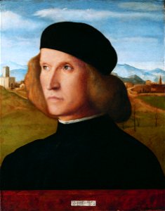 Portrait of a young man, by Giovanni Bellini. Free illustration for personal and commercial use.