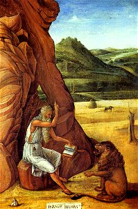 Giovanni Bellini - San Girolamo nel deserto. Free illustration for personal and commercial use.