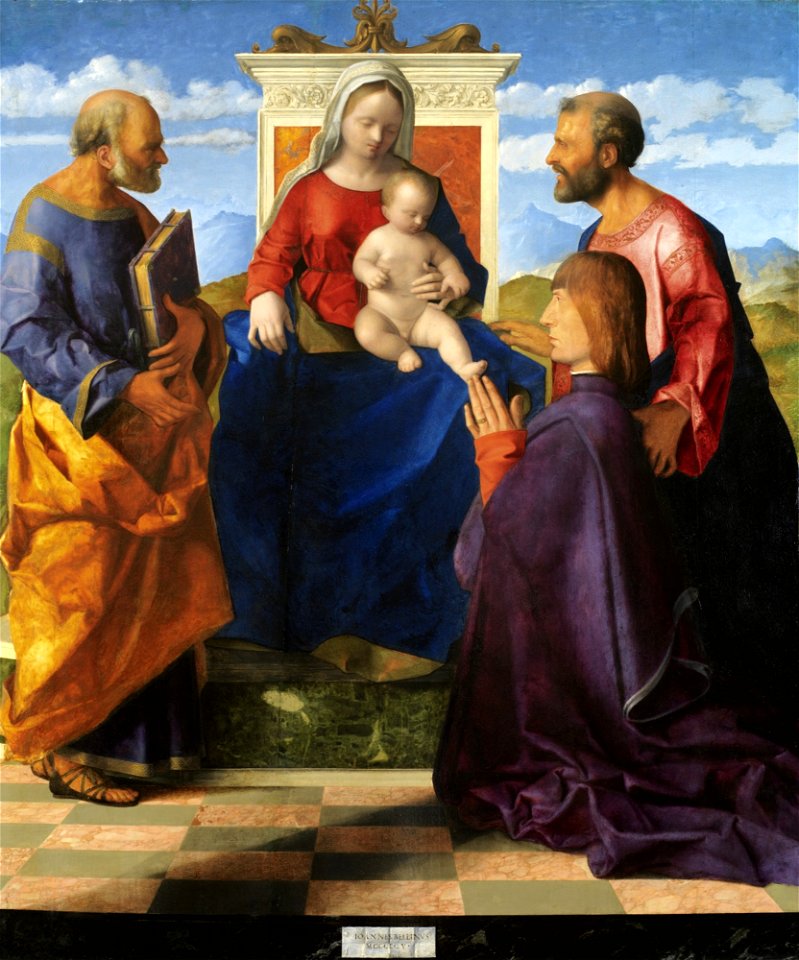 Giovanni Bellini - Madonna col Bambino in trono e Santi e un donatore (1505)