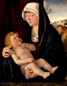 Workshop of Bellini, Giovanni - Madonna and Child - Google Art Project. Free illustration for personal and commercial use.